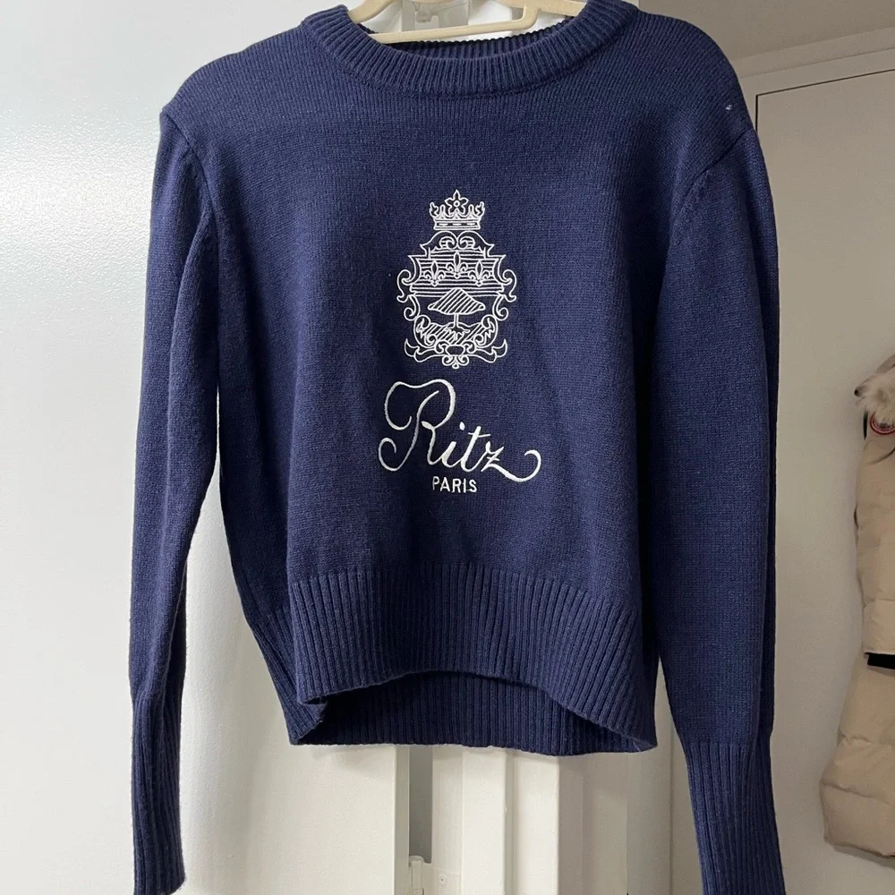 Frame Ritz Blue Sweater with Embroidered Crest - Picture 2 of 5